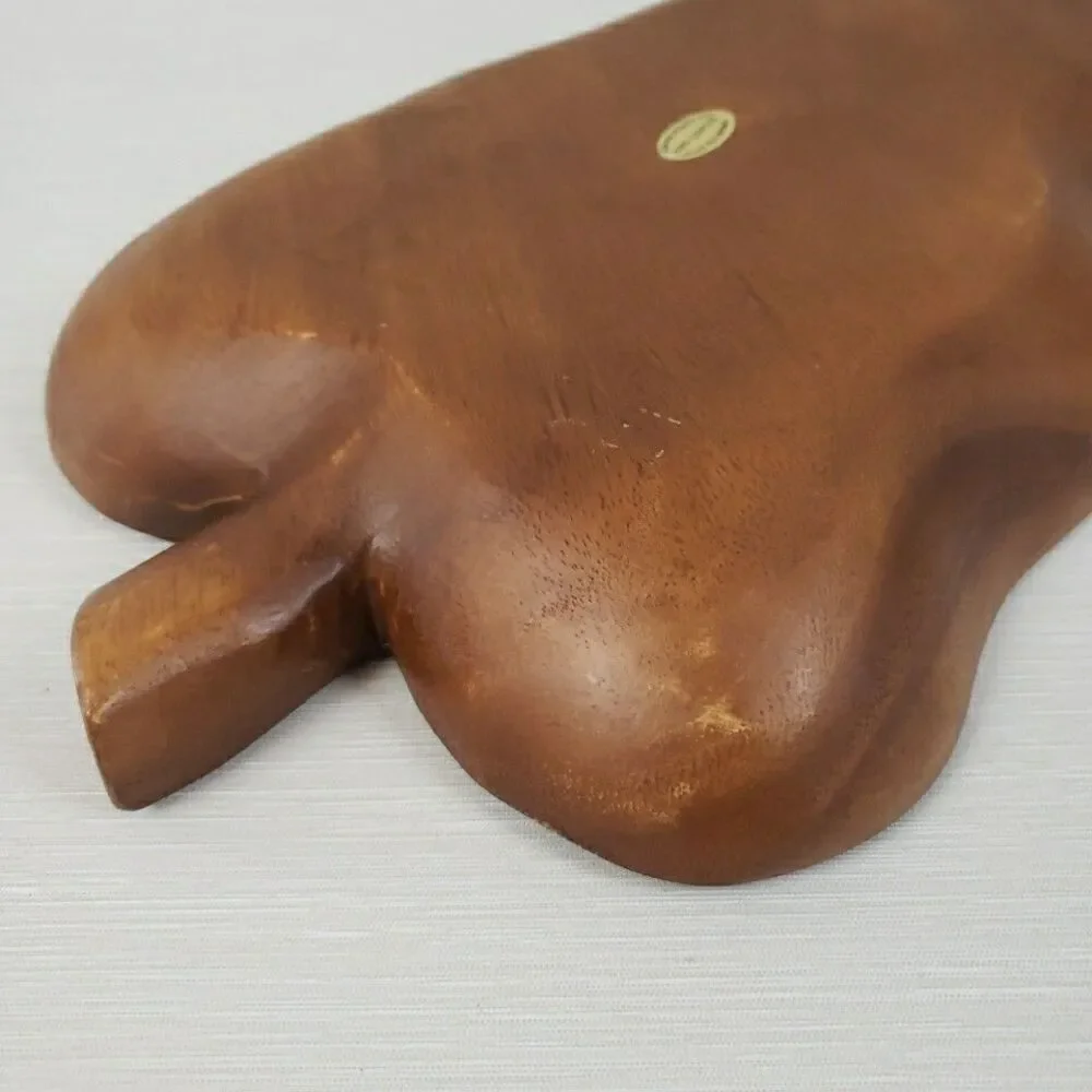 VTG Monkey Pod Wood Banana Leaf Shape Tray Bowl Platter MCM Cottage Farmhouse